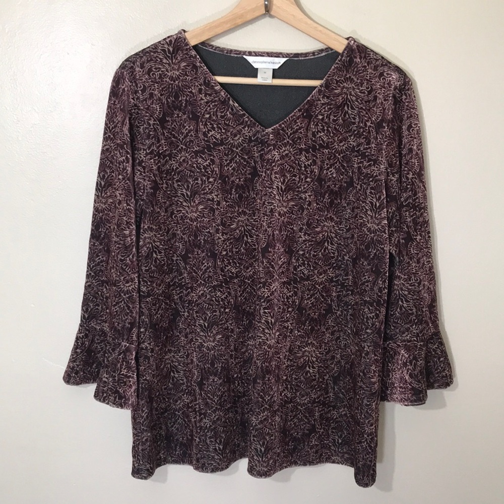 NEW Christopher & Banks Velour Bell Sleeve‎ Top